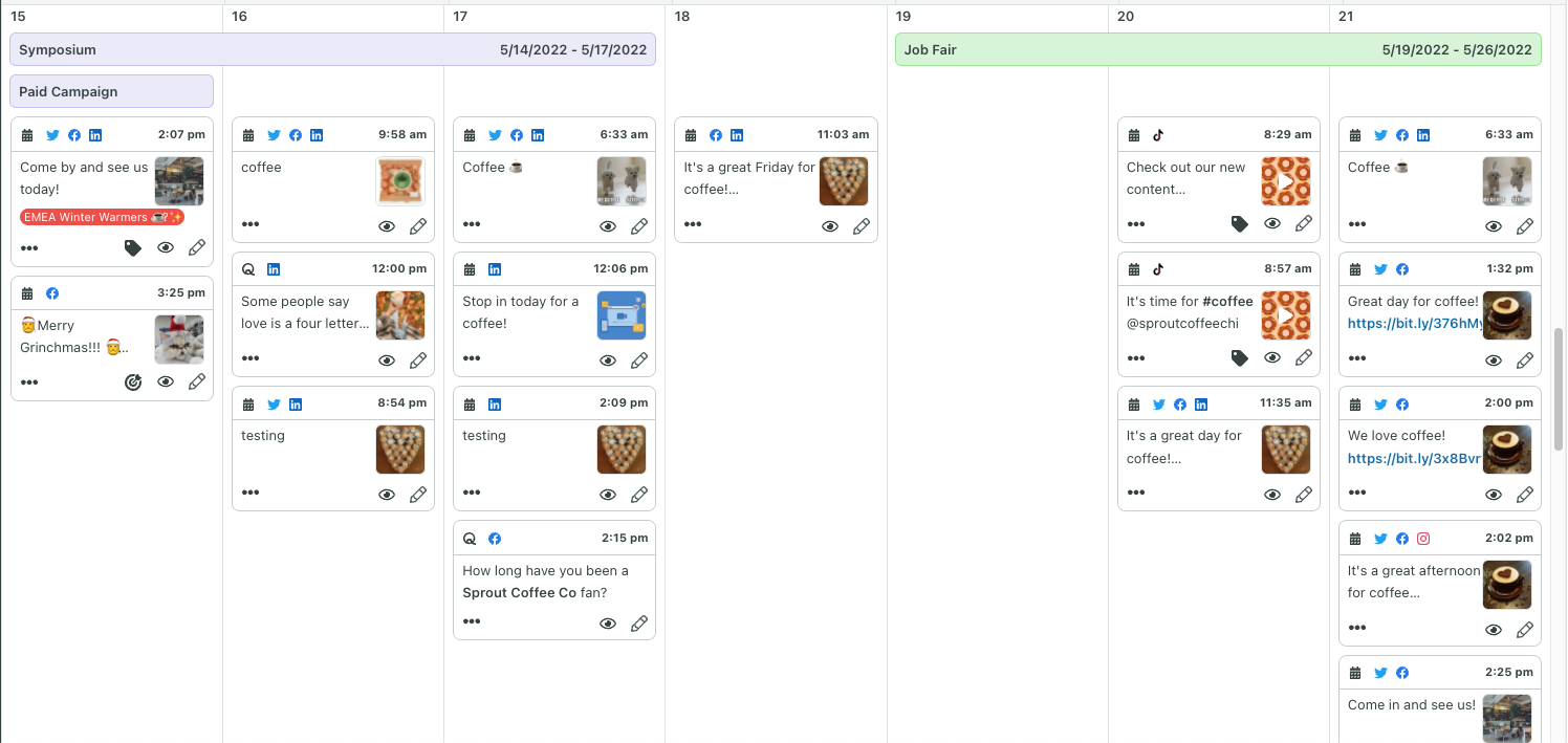 Publishing calendar in Sprout Social